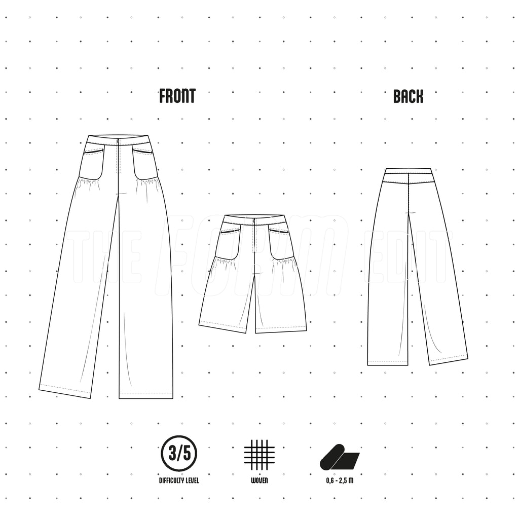 PT002 - Pantalon jambe larges à poches froncées