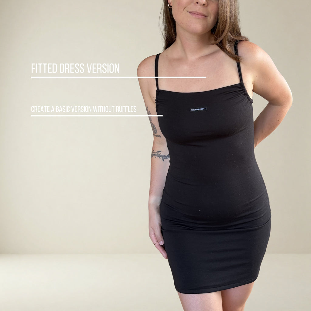 DR001 - Robe doublée en tricot avec bretelles ajustables et volants