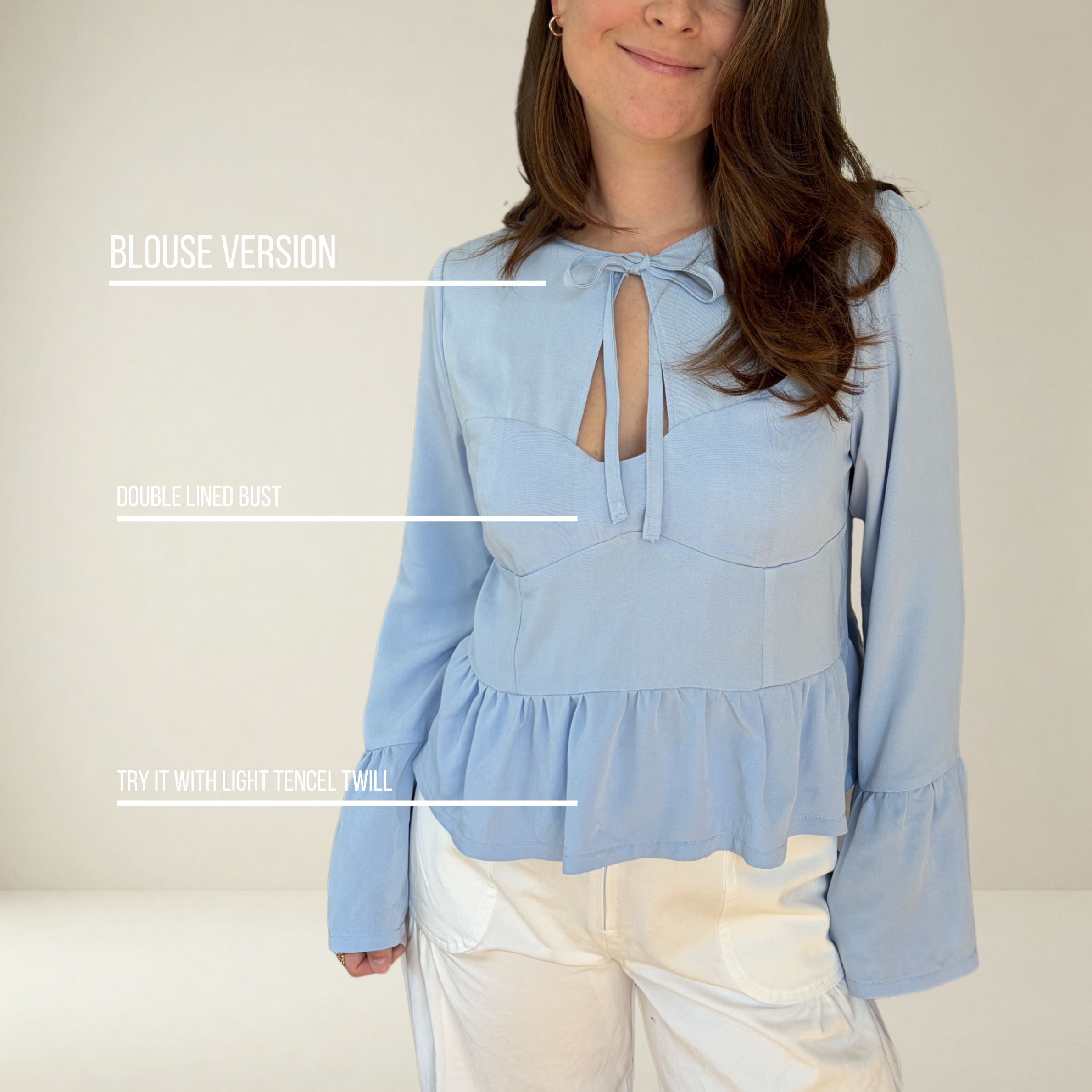 SH001 - Blusa con escote anudado y recortes en el busto