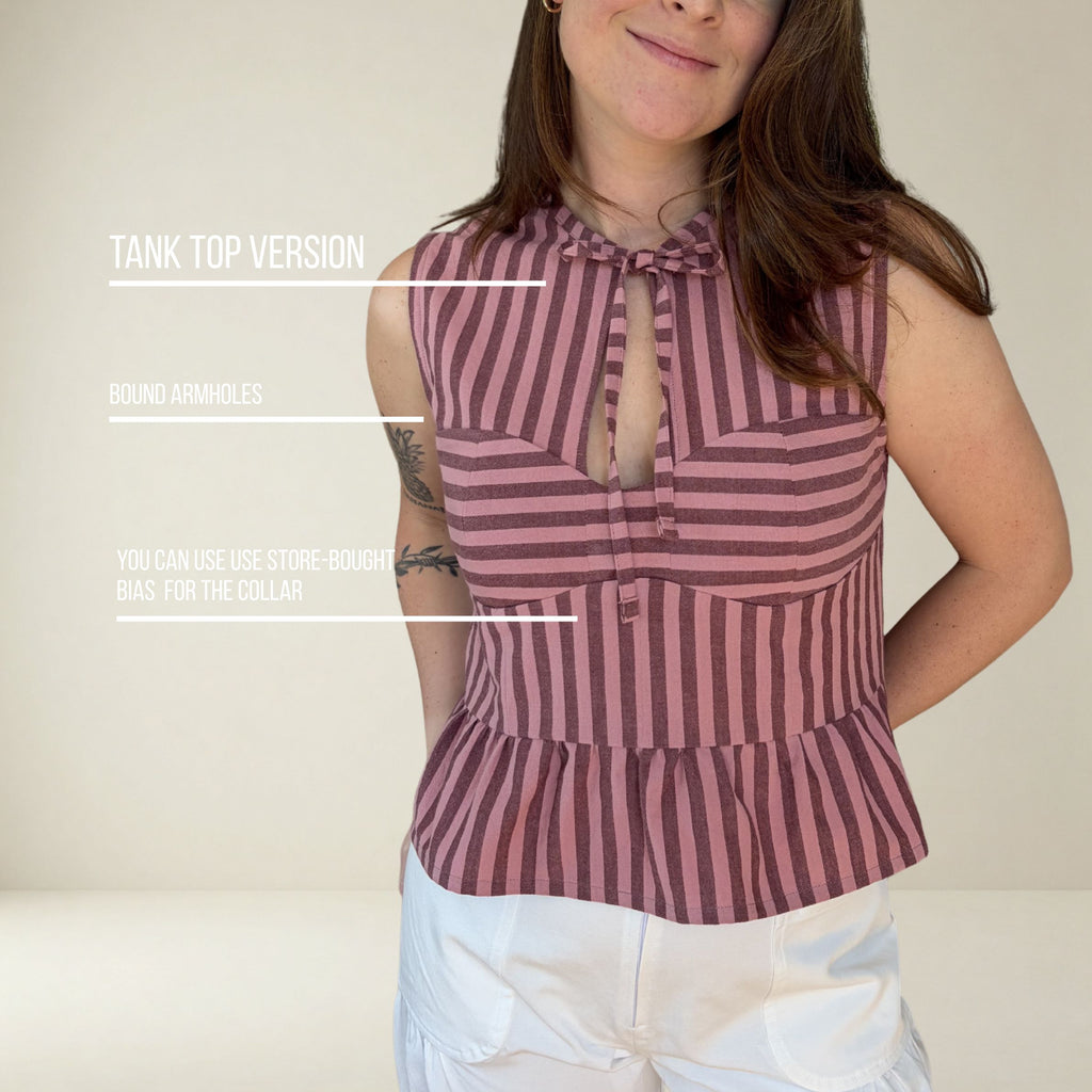 SH001 - Blusa con escote anudado y recortes en el busto
