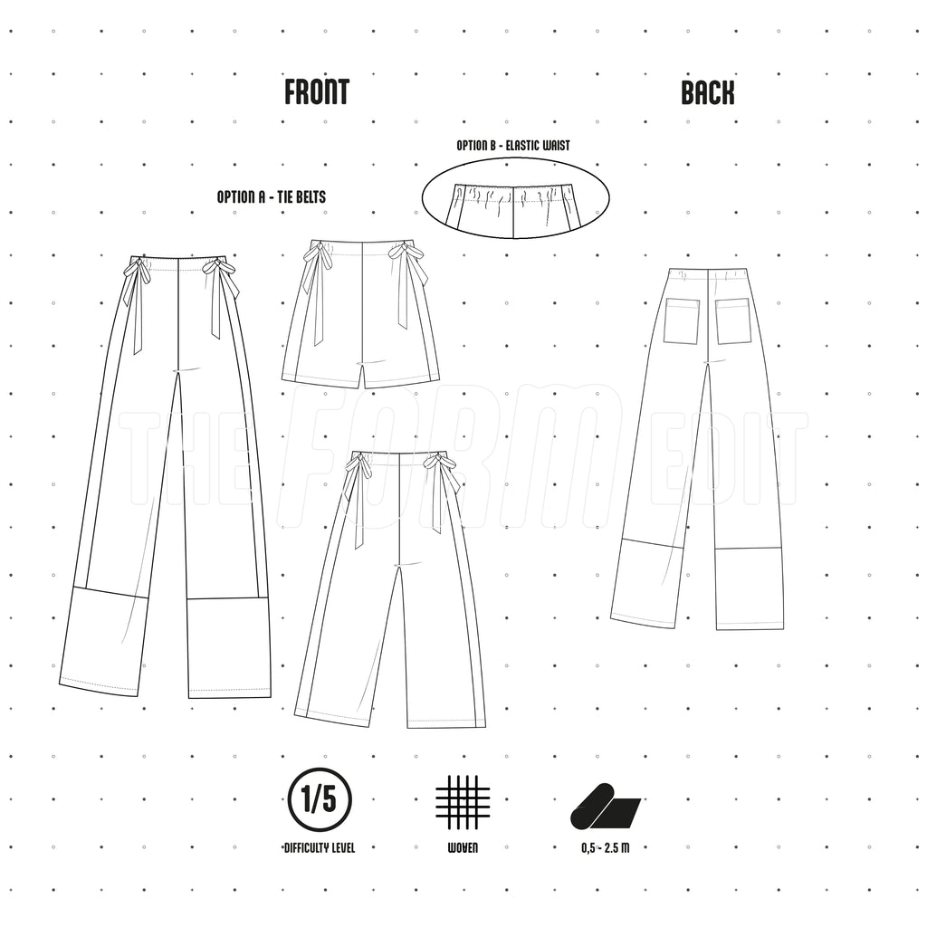 PT003 - Pantalones 3 en 1 con nudo en la cintura