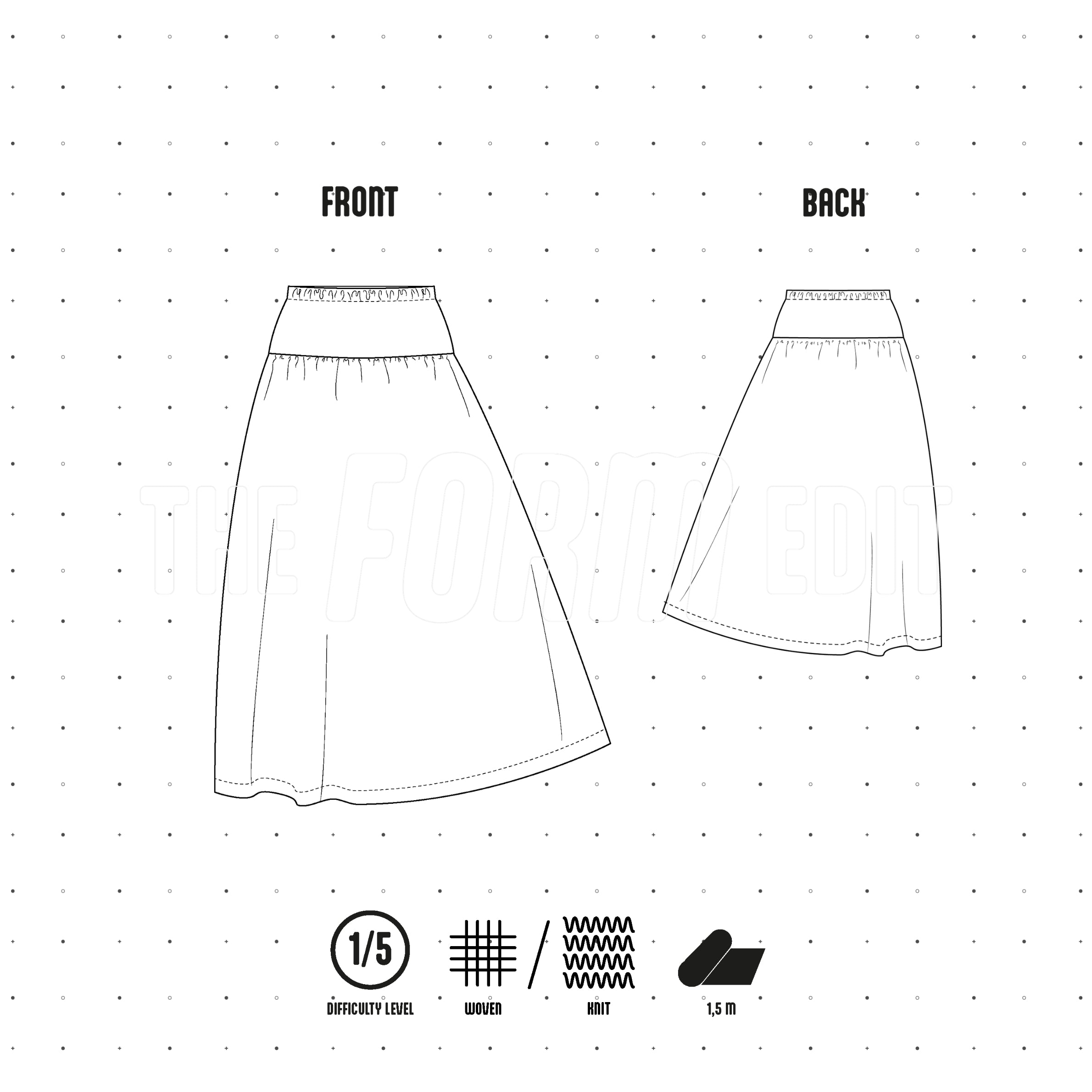 SK001 - Jupe à taille élastique avec découpe aux hanches