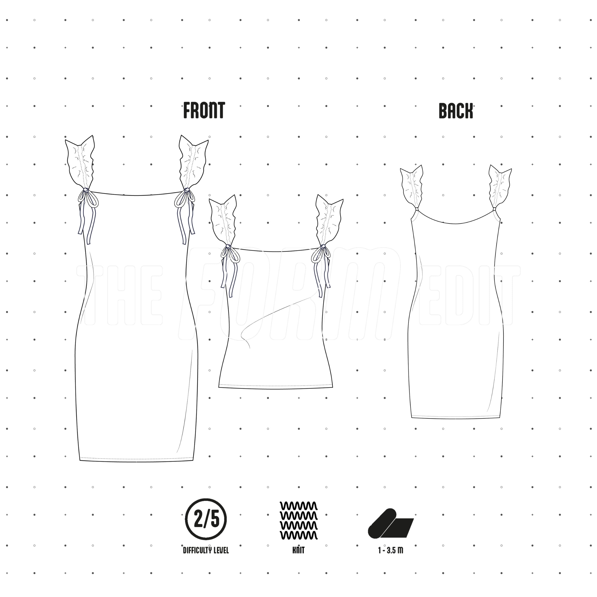 DR001 - Robe doublée en tricot avec bretelles ajustables et volants