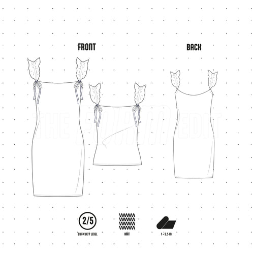 DR001 - Robe doublée en tricot avec bretelles ajustables et volants