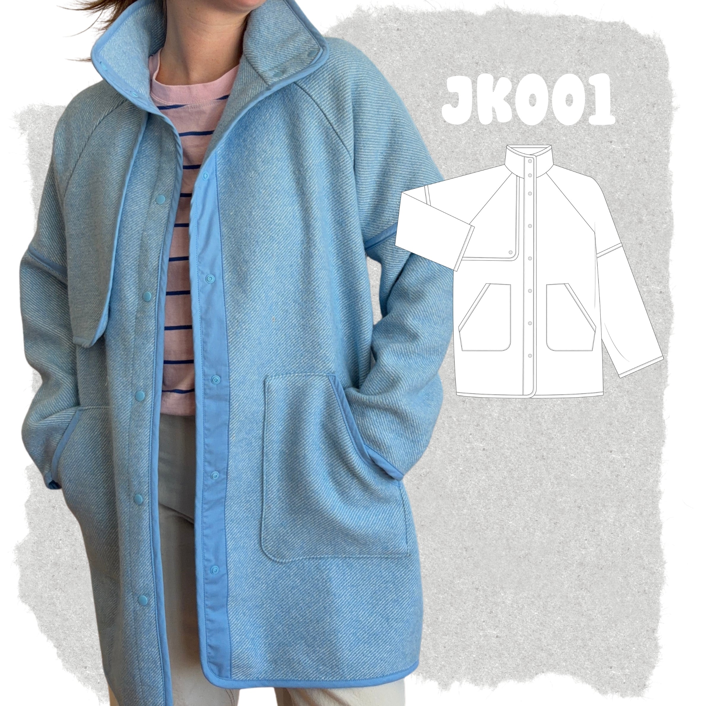 JK001 - Manteau manches raglan avec gun flap