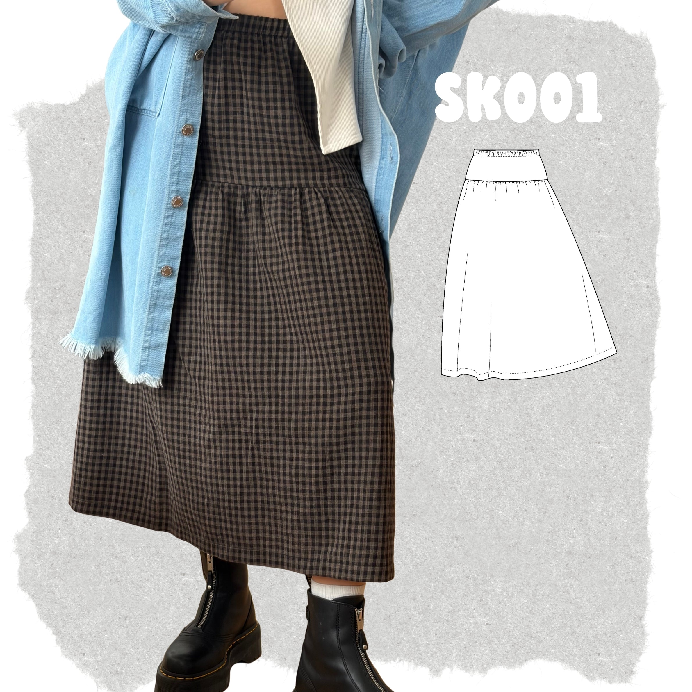 SK001 - Jupe à taille élastique avec découpe aux hanches