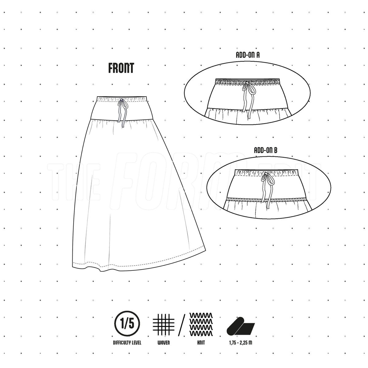 SK001 - Jupe à taille élastique avec découpe aux hanches