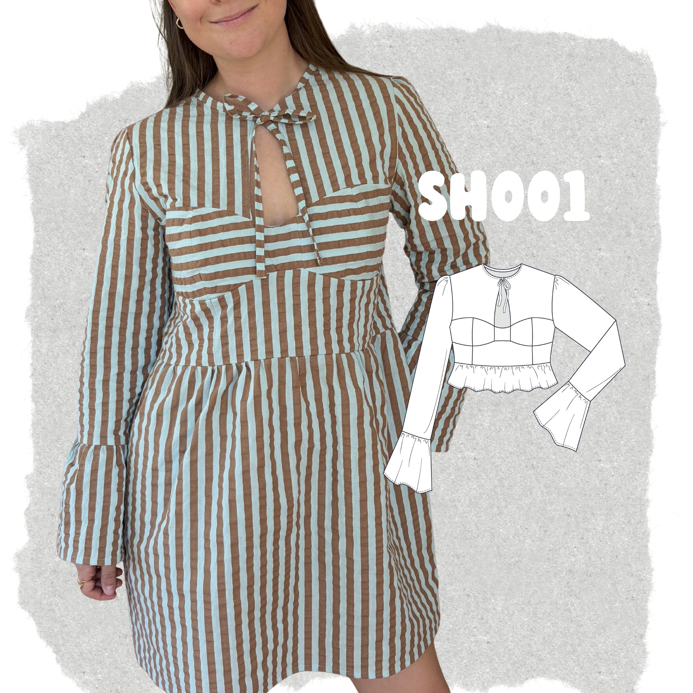 SH001 - Blusa con escote anudado y recortes en el busto